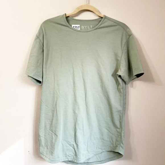 BYLT Mens Green T Shirt Medium Premium Basics Drop Cut Short Sleeve Pullover Top - Picture 4 of 9